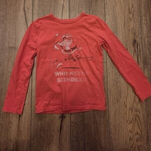 GAP Red Kids Long-Sleeve Santa Ski Graphic Tee